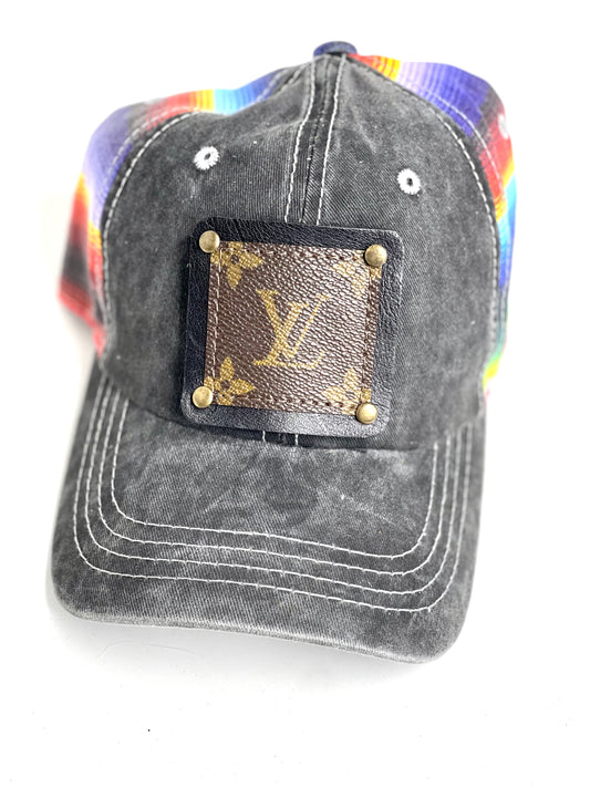 WW3 - Serape Back, Crisscross Pony Hat, Black/Antique - Patches Of Upcycling