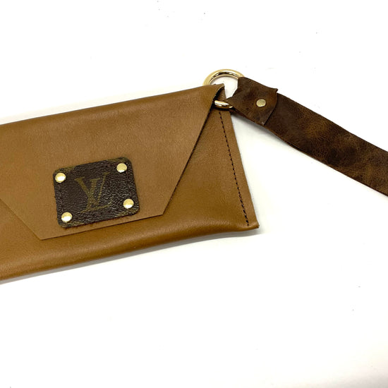 Smooth Camel/Brown Petite Snap Wristlet - Patches Of Upcycling