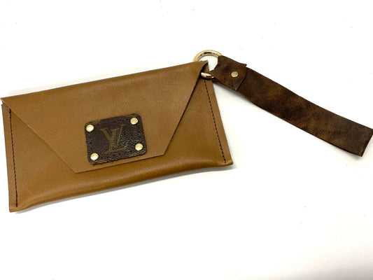 Smooth Camel/Brown Petite Snap Wristlet - Patches Of Upcycling