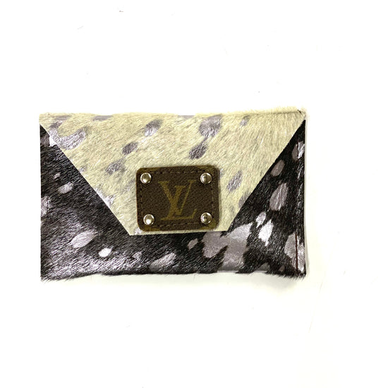 Black & white with silver acid wash HOH-Large Card Holder - Patches Of Upcycling