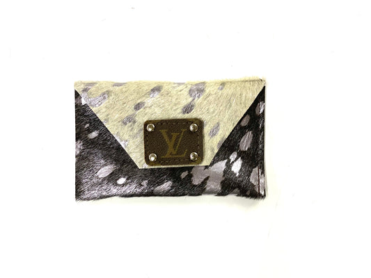 Black & white with silver acid wash HOH-Large Card Holder - Patches Of Upcycling