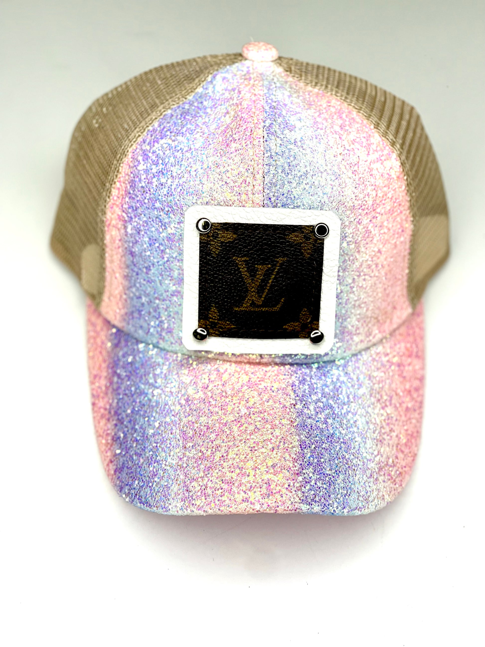 U1 - Adult Pony Mermaid glitter CC hat White/Silver - Patches Of Upcycling