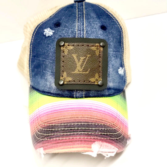 - Jean Hat with Serape Detailing Black/Black - Patches Of Upcycling