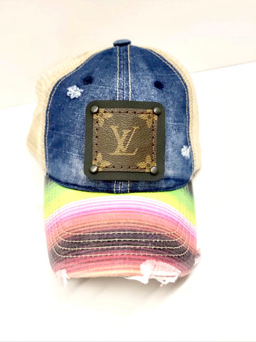 - Jean Hat with Serape Detailing Black/Black - Patches Of Upcycling