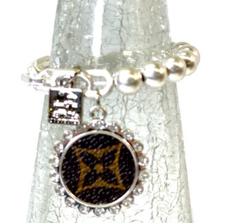 Silver bead half chain bracelet - Patches Of Upcycling
