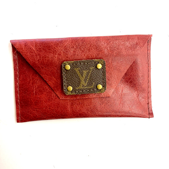 Smooth Red Hide - Large Card Holder - Patches Of Upcycling