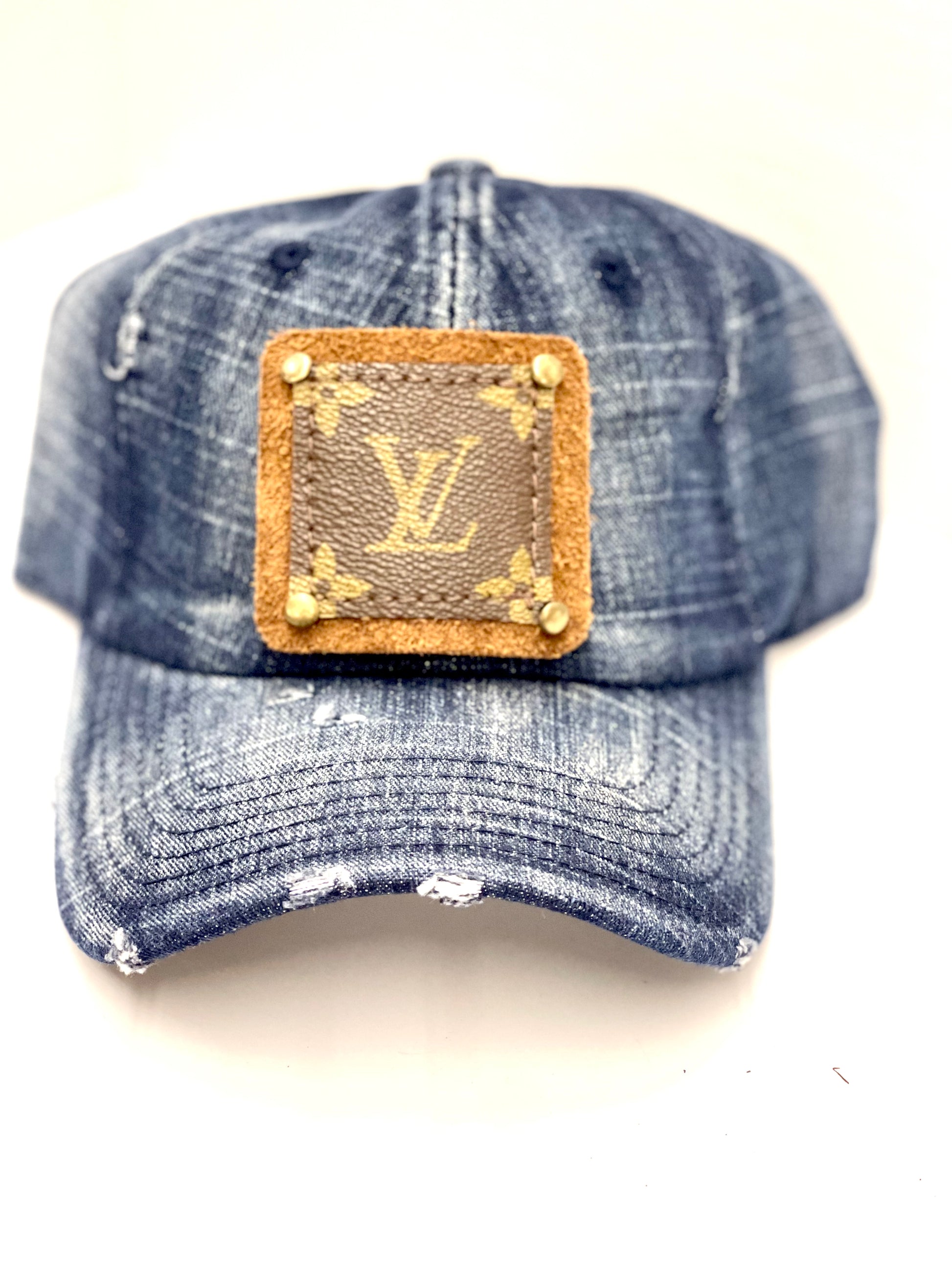 New Color GG17- blue Jean Faded & Distressed Dad Hat Brown/Antique - Patches Of Upcycling