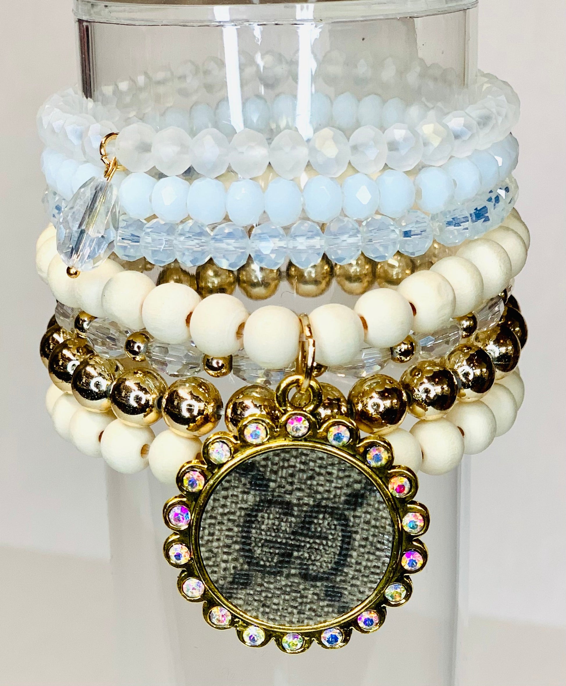 Foundational- GG Stacked Bracelet set- Gold AB - Patches Of Upcycling