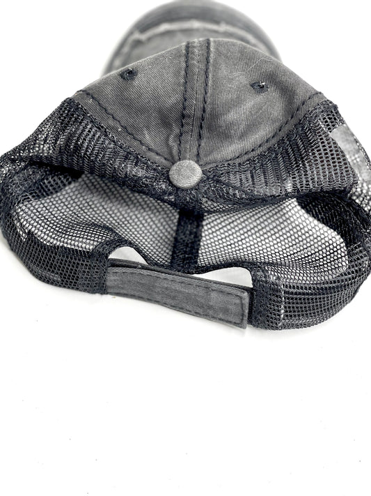 RR4 - black with Distressed Top Brim, Black Back Black/Antique - Patches Of Upcycling