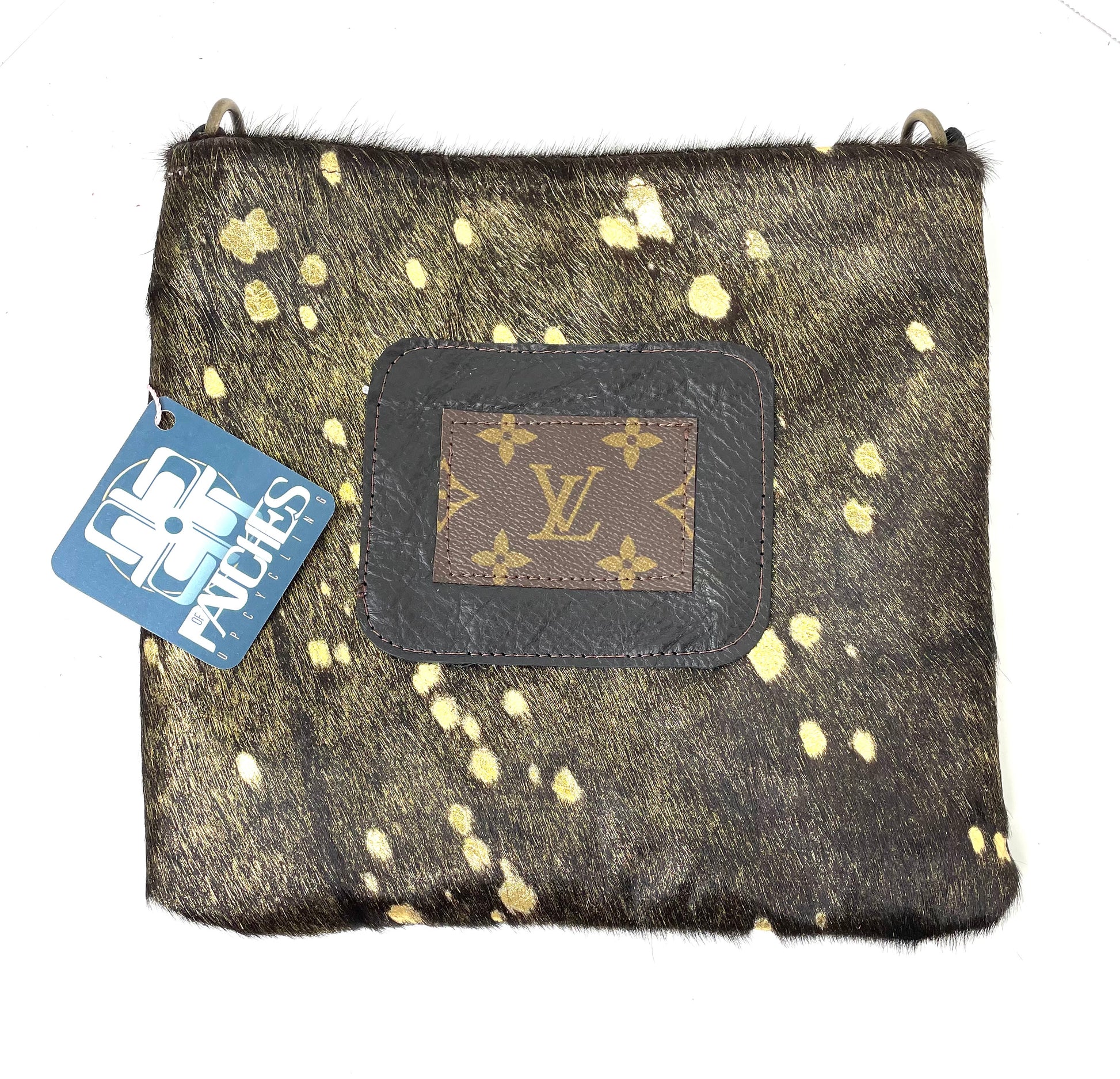 Medium Crossbody black acids gold in black patch - Patches Of Upcycling