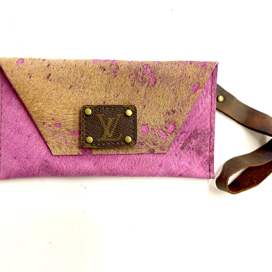 HOH Camel Acid Pink Petite Snap Wristlet - Patches Of Upcycling