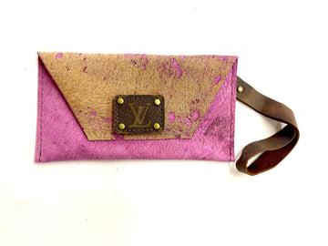 HOH Camel Acid Pink Petite Snap Wristlet - Patches Of Upcycling