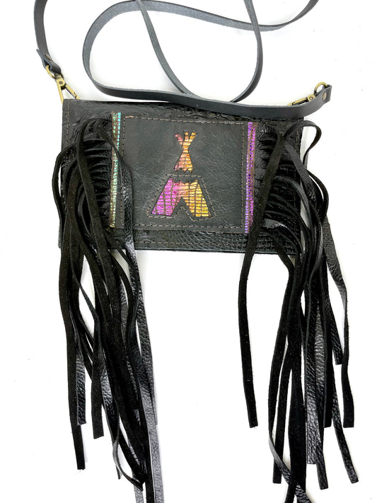 Small Crossbody patch tepee black - Patches Of Upcycling