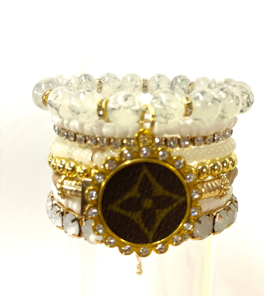Winter - Stacked bracelet, Gold Clear - Patches Of Upcycling