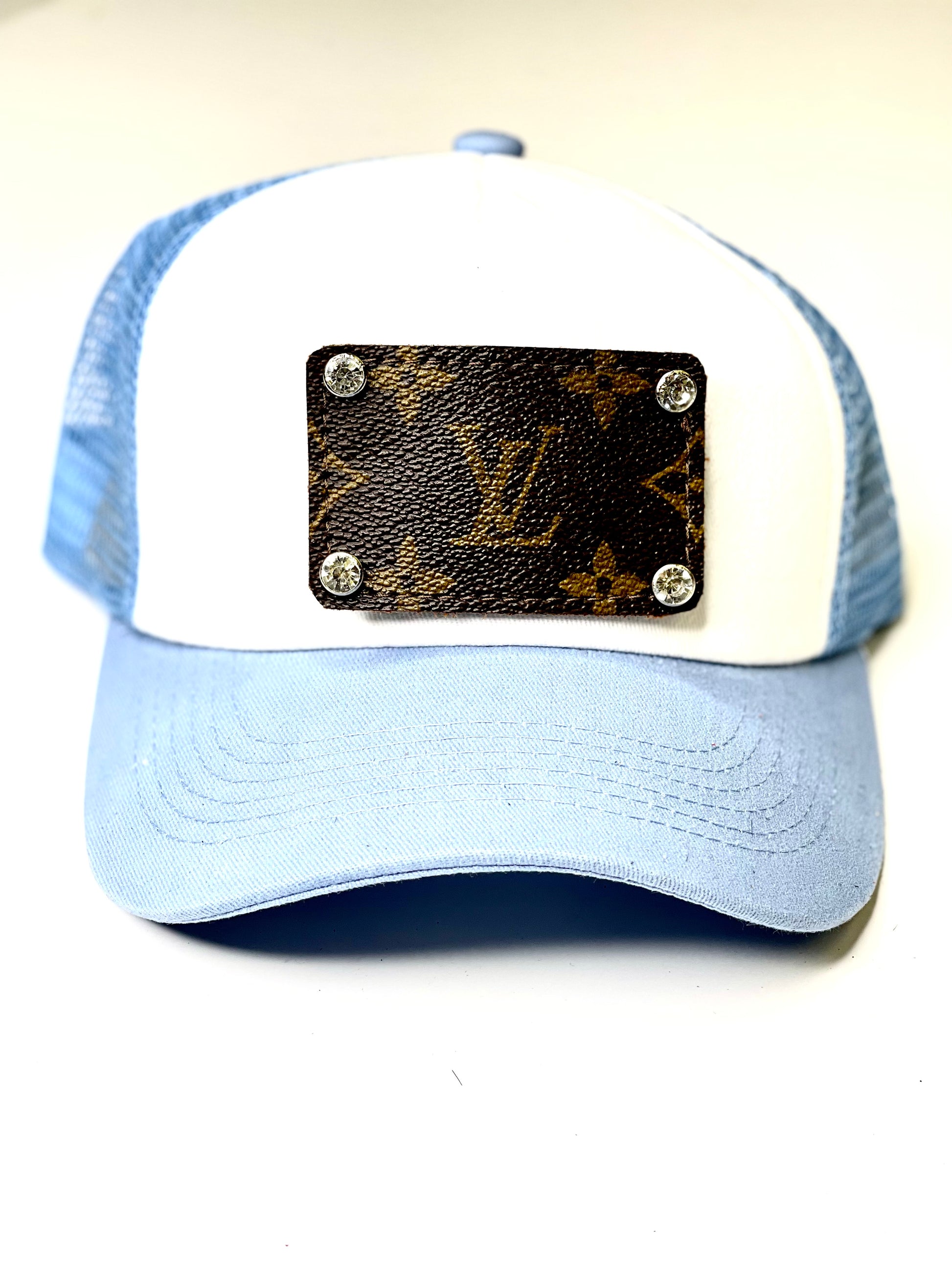 Trucker Foam Hats in Blue, medium no border patch/rhinestone - Patches Of Upcycling