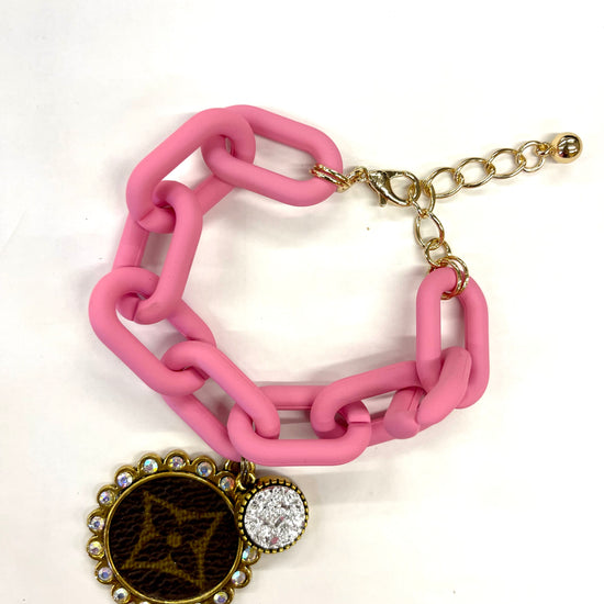 Restocked Chain Bracelet Pink - Patches Of Upcycling