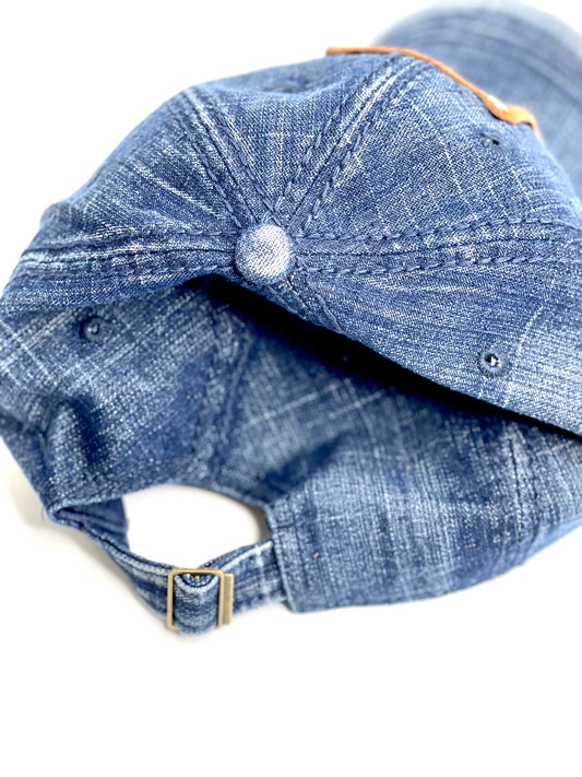 LL16 - Blue Jean Dad Hat Brown/Gold - Patches Of Upcycling