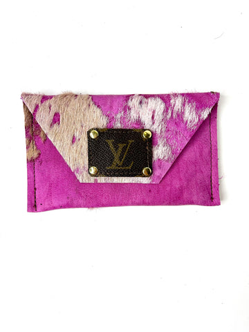 White Acid Pink HOH - Large Card Holder- Patches Of Upcycling