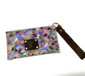 Rainbow White HOH Petite Snap Wristlet - Patches Of Upcycling