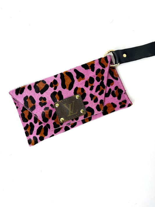 Pink Leopard HOH - Petite Snap Wristlet - Patches Of Upcycling