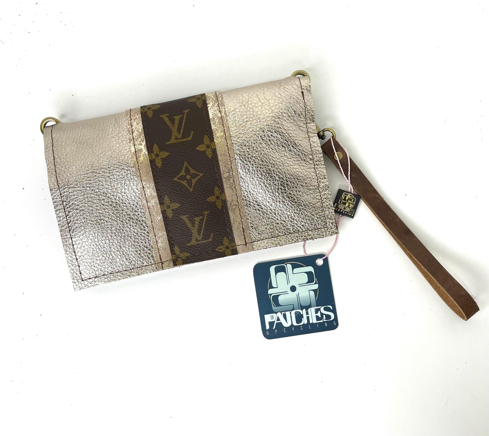 Small Crossbody (with LV Strip) Rustic Gold - Patches Of Upcycling