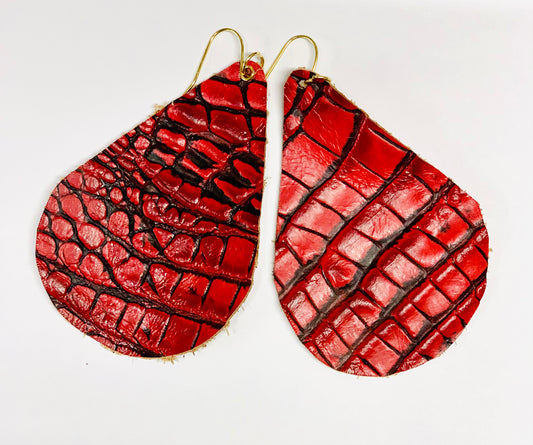 Teardrop leather earrings - Patches Of Upcycling