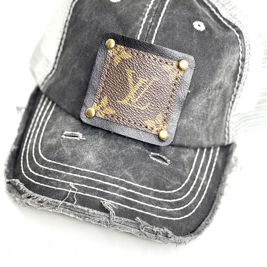 SS1 - Faded Black with Full Distressed Brim, Grey Back Black/Antique - Patches Of Upcycling