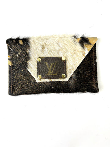 Mostly Black with white Acid Gold HOH - Large Card Holder - Patches Of Upcycling