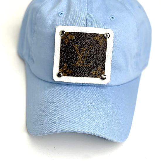 LL10 - Sky Blue Dad Hat White/Silver - Patches Of Upcycling