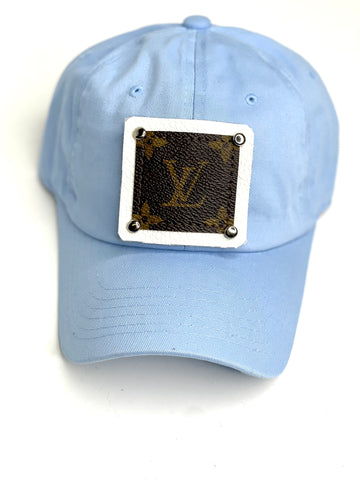 LL10 - Sky Blue Dad Hat White/Silver - Patches Of Upcycling