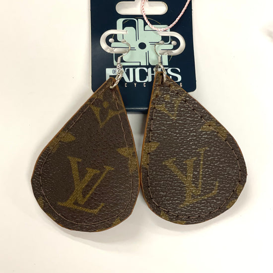 Sewn Teardrop LV earrings - Patches Of Upcycling