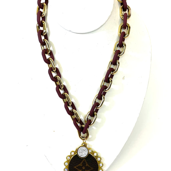 Chain necklace dark purple/gold - Patches Of Upcycling