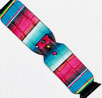 New Apple watch band in Leather with snap - Patches Of Upcycling