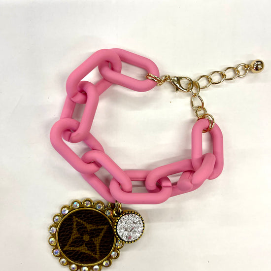 Restocked Chain Bracelet Pink - Patches Of Upcycling