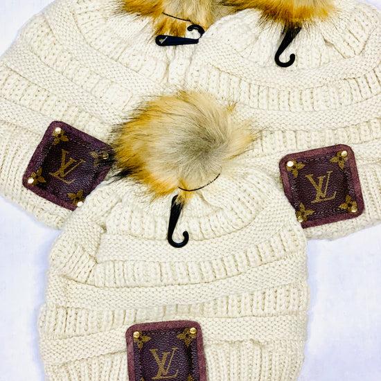 The Louis Vuitton Up-Cycled Black Cable Knit Beanie – Cason Couture
