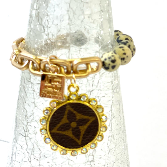 Stone- Dalmatian/pony half chain bracelet - Patches Of Upcycling