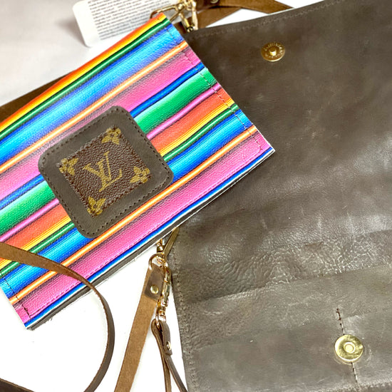 Small Crossbody Rainbow Serape In Brown Patch - Patches Of Upcycling