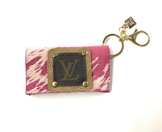 Cardholder pink acid with LV patch - Patches Of Upcycling