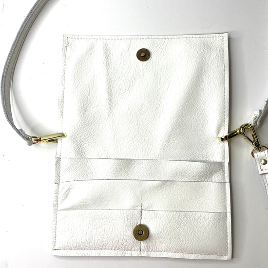 Small Crossbody Kaleidoscope white with pink, green, and gold - Patches Of Upcycling