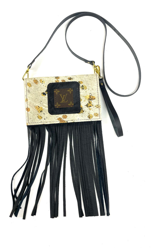 Small Crossbody in gold snake skin peek a boo - Patches Of Upcycling