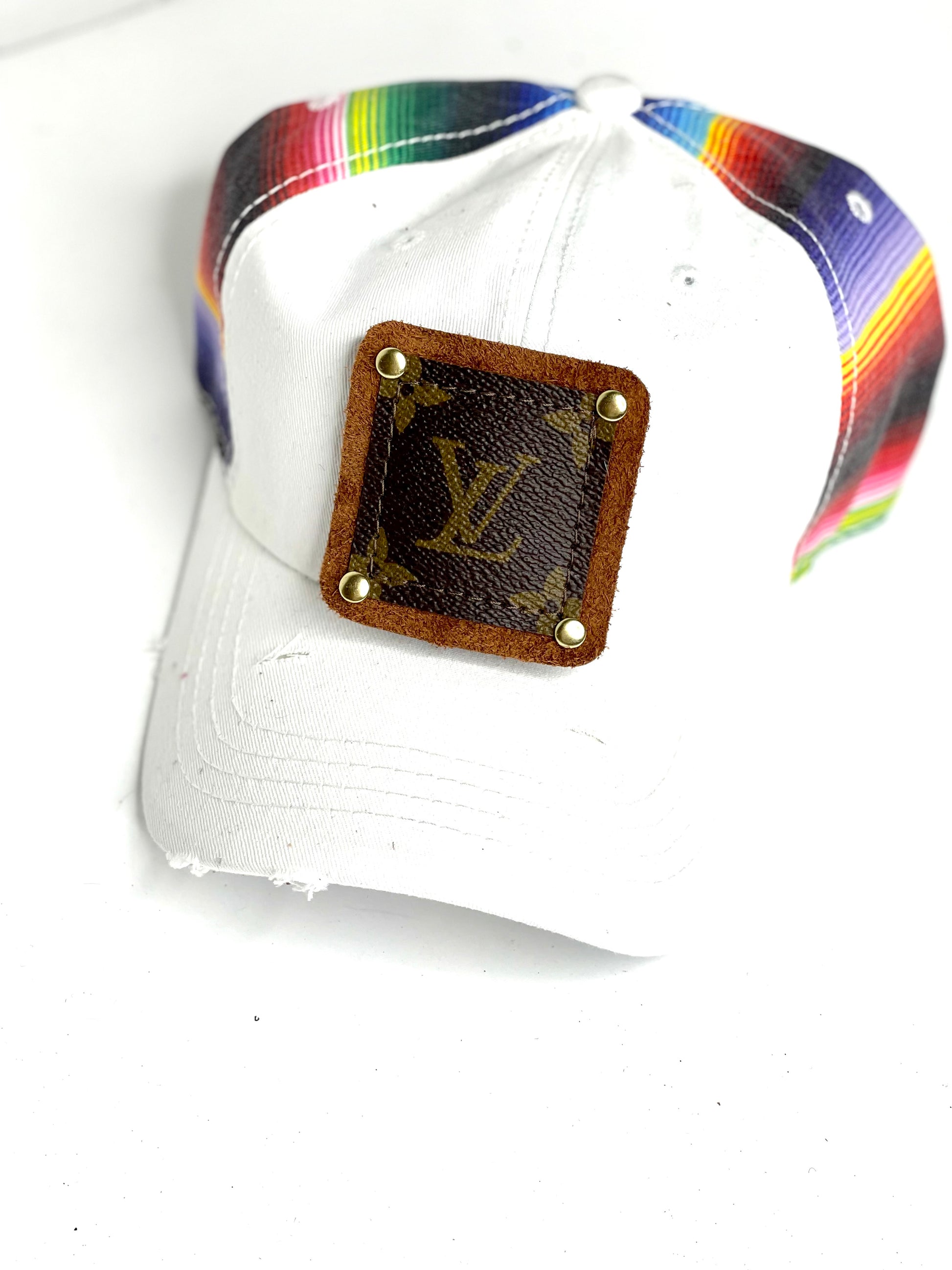 WW6 - Serape Back White Front Hat, Brown/Gold - Patches Of Upcycling